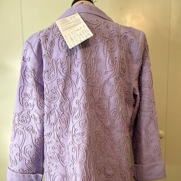 NWT vintage QVC Dialogue purple collared A-Line embroidered blazer Jacket - M - Picture 1 of 3